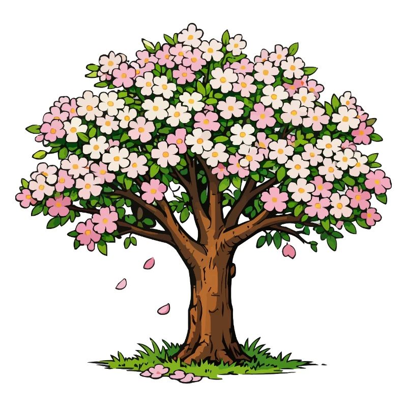 Arbre fleuri aux fleurs roses et blanches