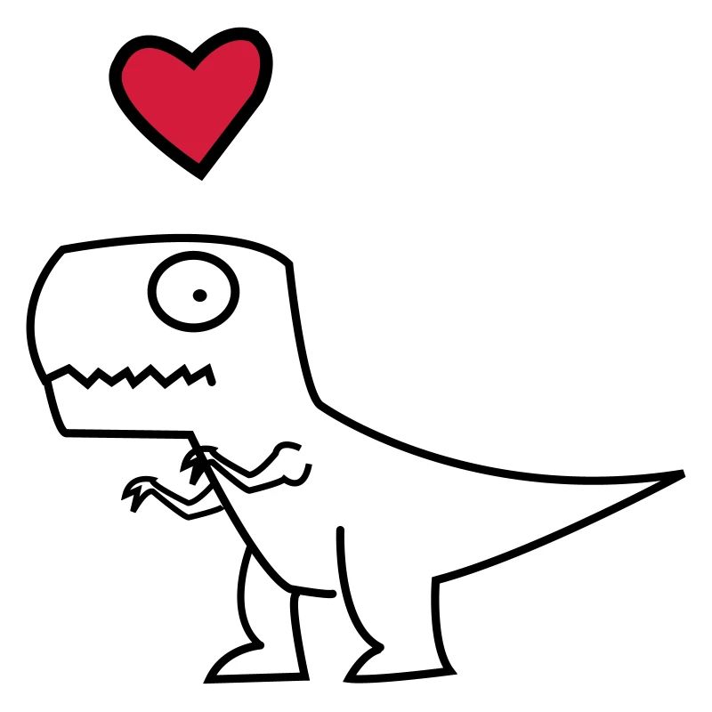 Dino Herz auf Schwarz