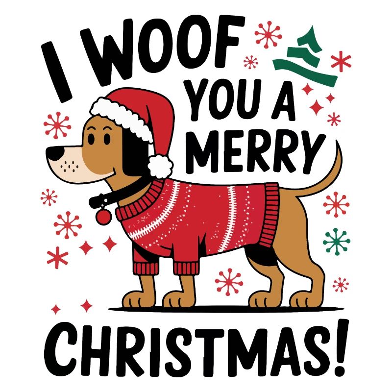 Festlicher Hund im Weihnachtspullover