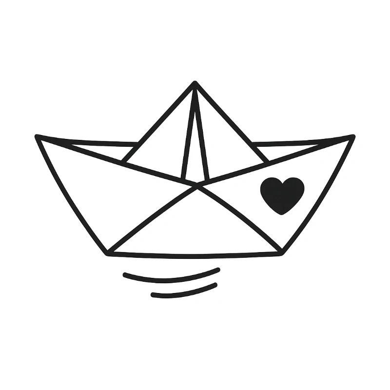 Herz Papierboot Illustration