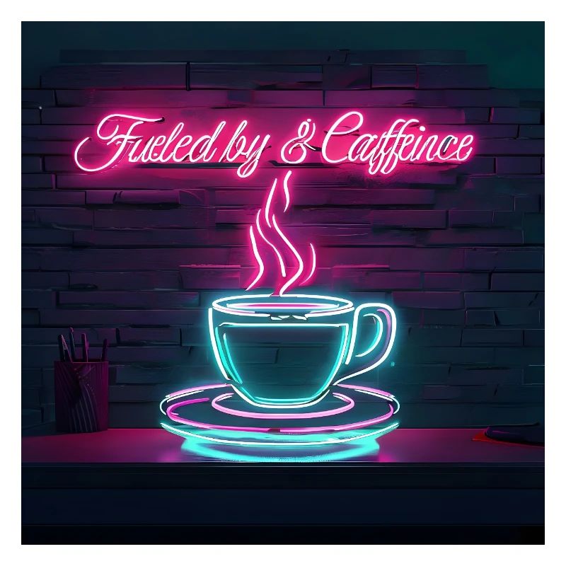 Neon Kaffeegenuss Zitate Design