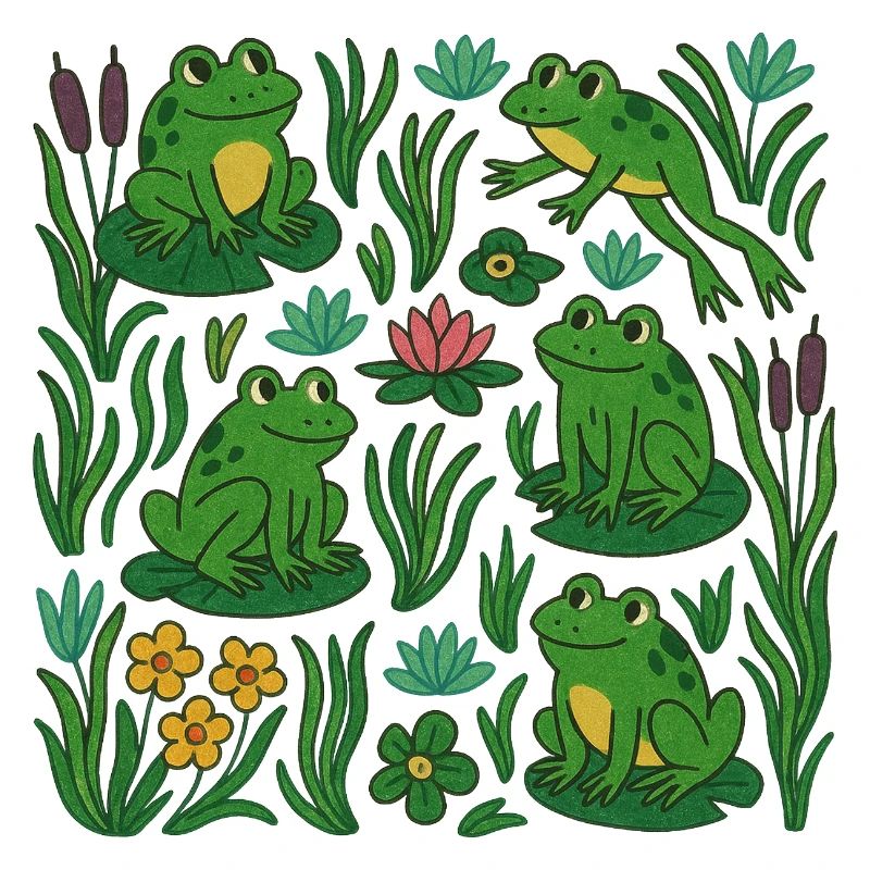 Verdant Frog Pond Scene