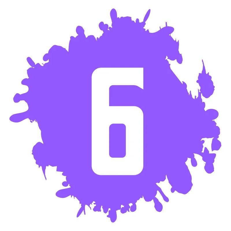 Éclat de couleur violette avec le chiffre 6