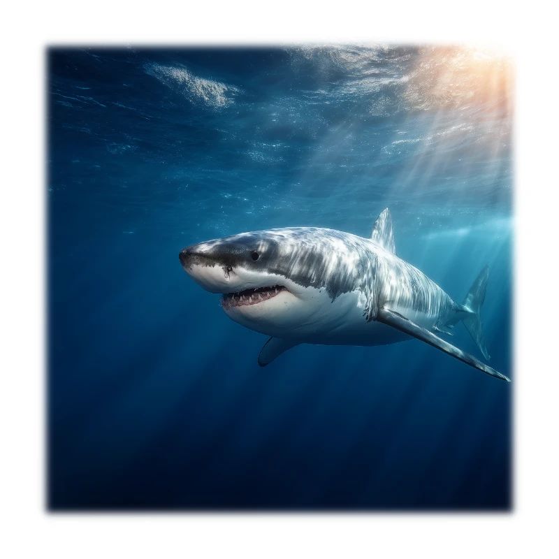 Great White Shark in Sunlight Ocean Design
