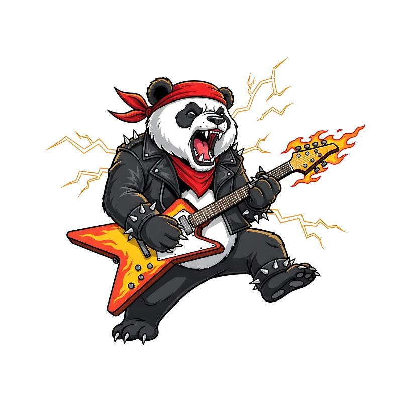 Panda Flame Guitar