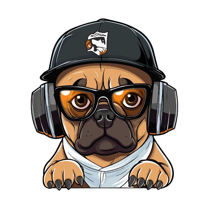 DJ Hund mit Kopfhörern
