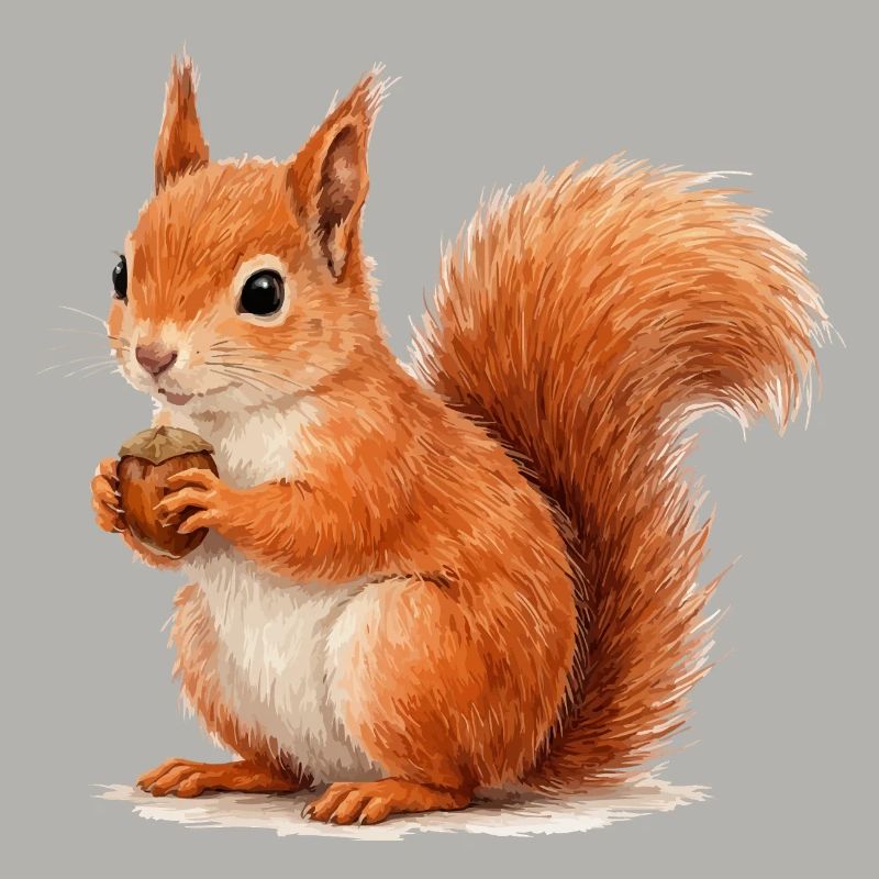 Eichhörnchen mit Eichel Illustration