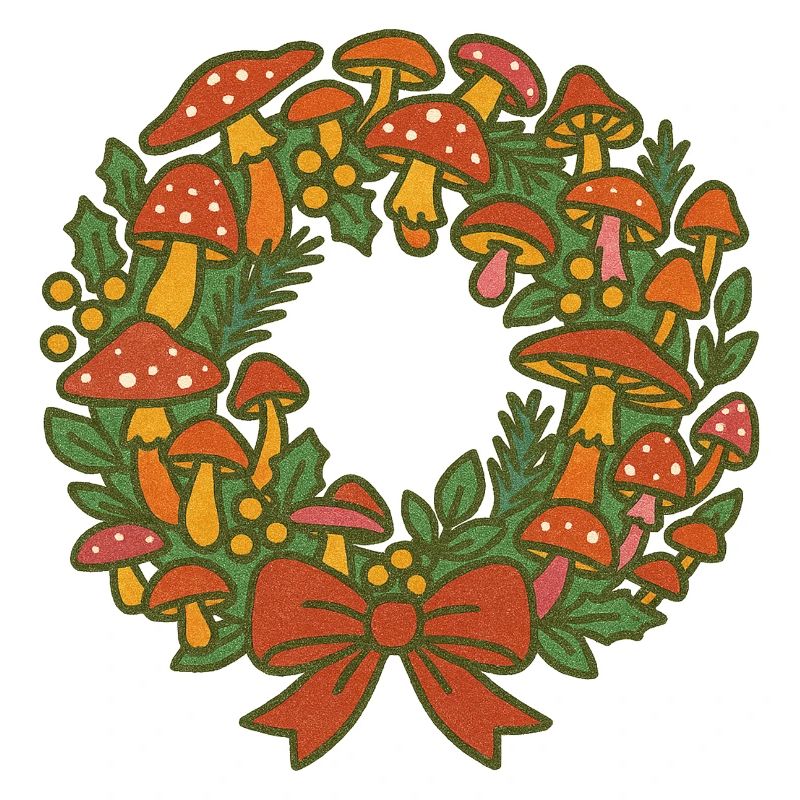 Couronne festive de champignons