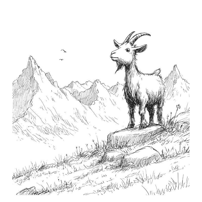 Alpengipfel mit Ziege