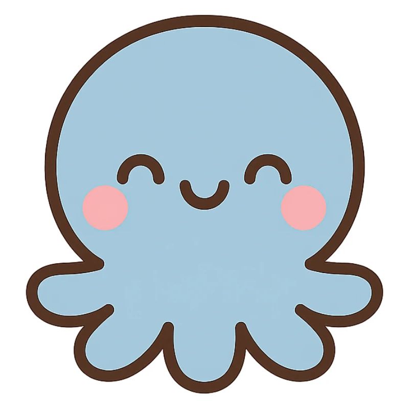 Blauer Oktopus Kawaii Lächeln