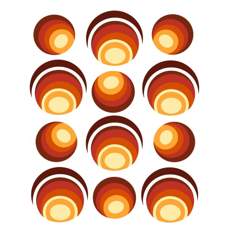 70s Retro Ball Pattern Orange Brown