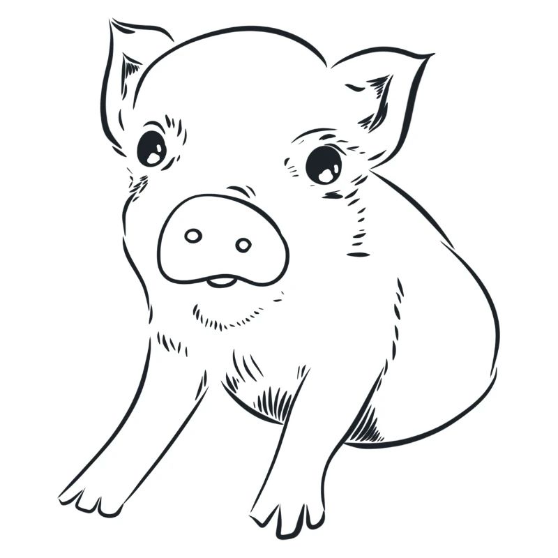 Piglet, graphic black and white