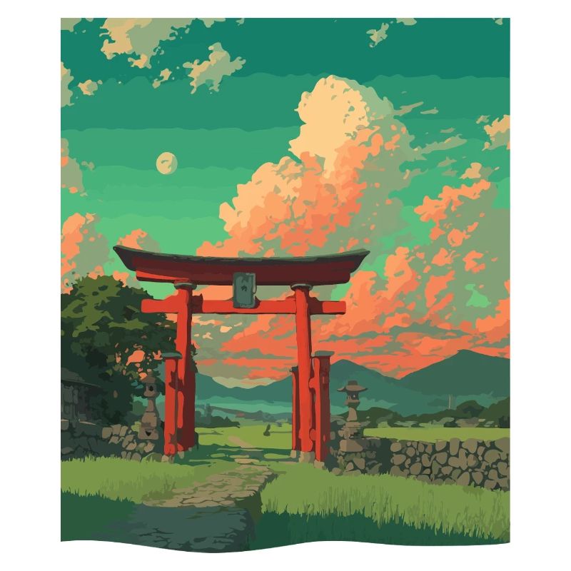 Serene Torii Gate Sunset Scene