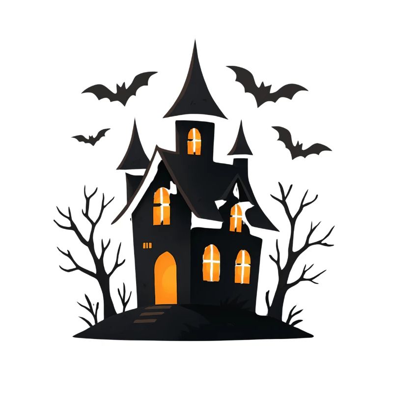 Haunted castle with shimmering windows