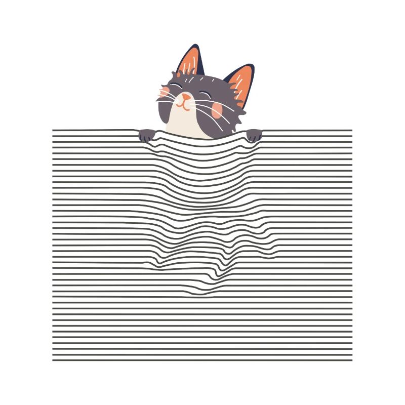 Curious Cat – Funny Optical Line Art