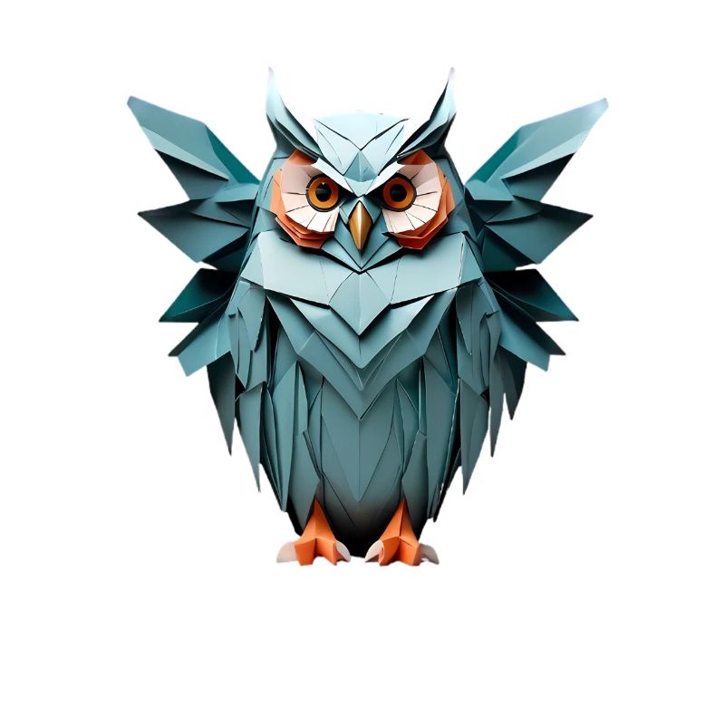 Blau Low-Poly Eule Design