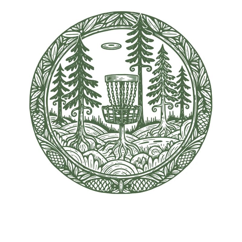 Forest Disc Golf Basket Flying Disc Course Scene