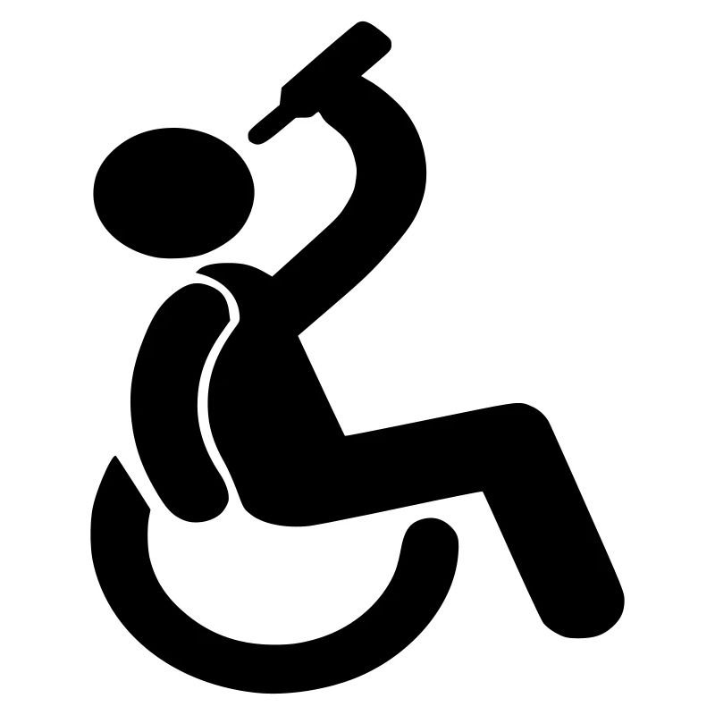 Trinkender Rollstuhlfahrer Humor-Symbol #