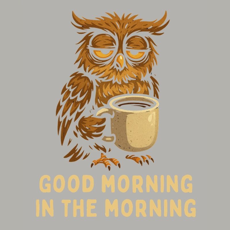 Schlafmütze Eule mit Kaffee
