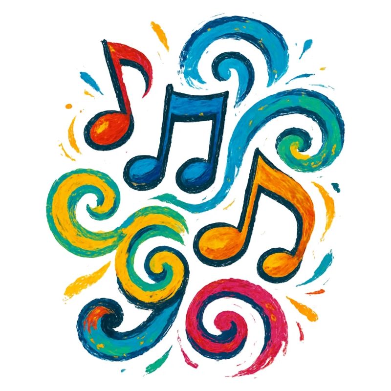 Notes de musique colorées