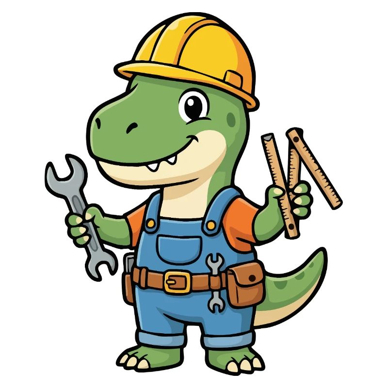 Dino Bauarbeiter mit Werkzeugen