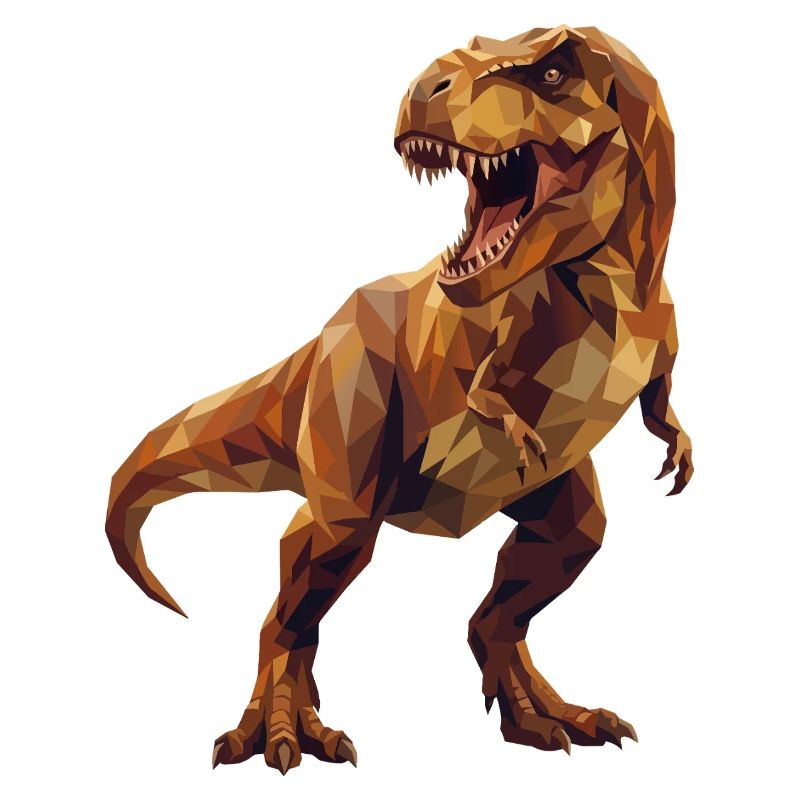 Geometric T-Rex Dinosaur Low Poly Earth Tones