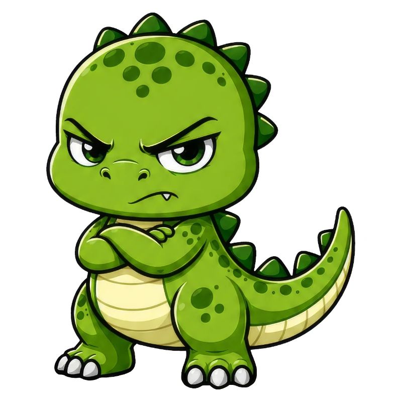 Funny T-Rex cartoon grumpy confident
