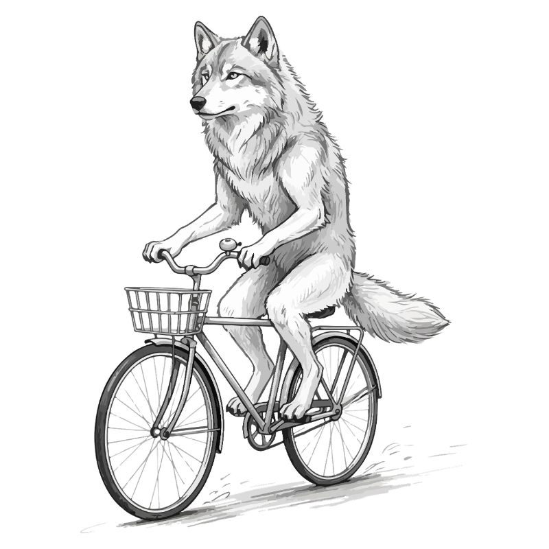 Wolf Cyclist à vélo