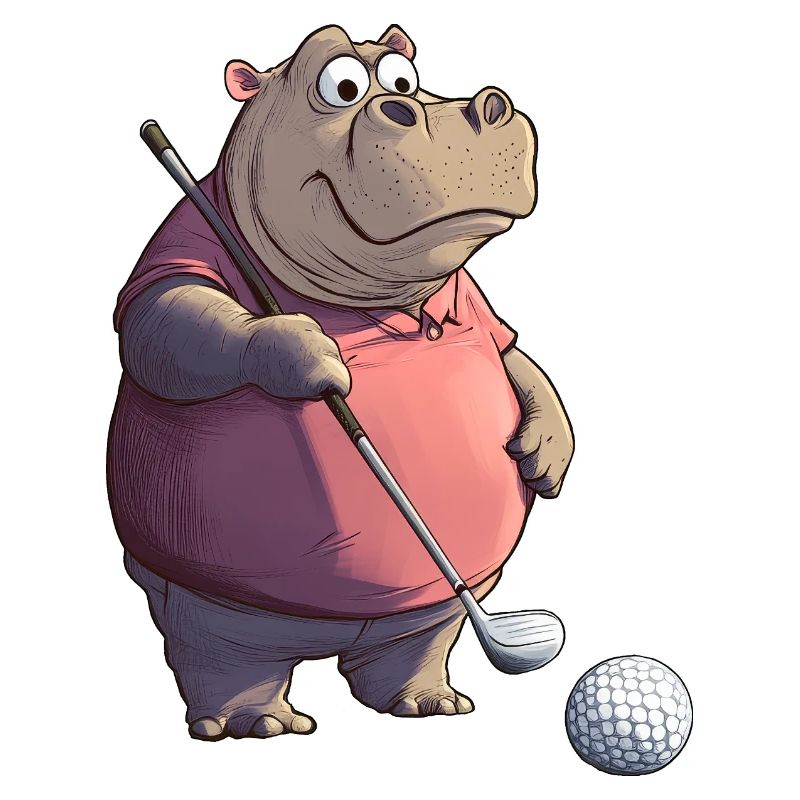 Nilpferde Golf / Golfer Nilpferd