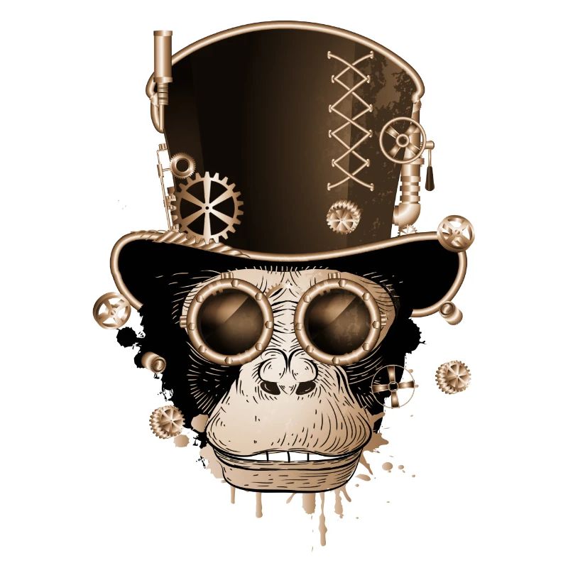 Steampunk monkey with antique cylinder hat look