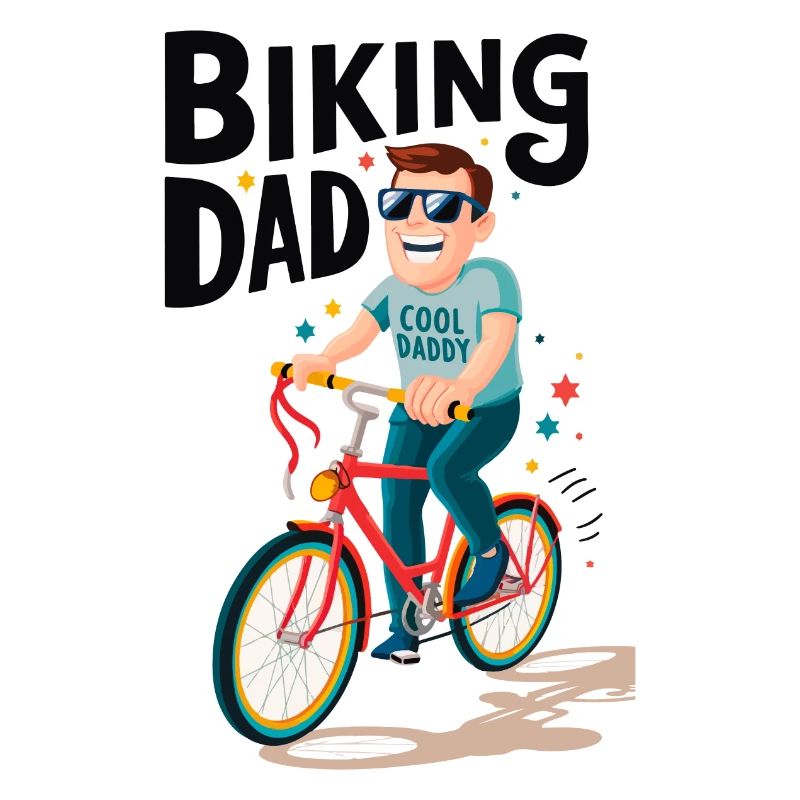 Papa à vélo Cool Daddy Illustration