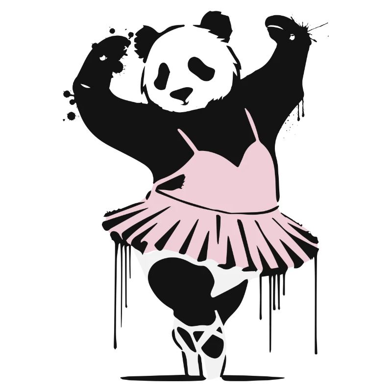 Panda dansant unique en robe de ballet rose