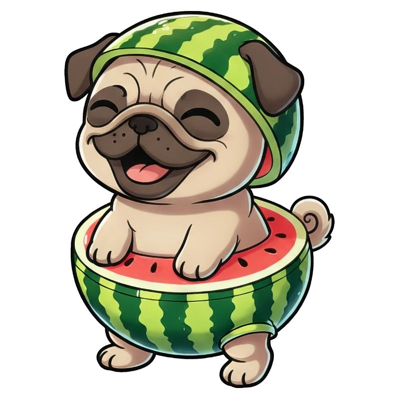 Joie d’été de dessin animé mignon avec melon