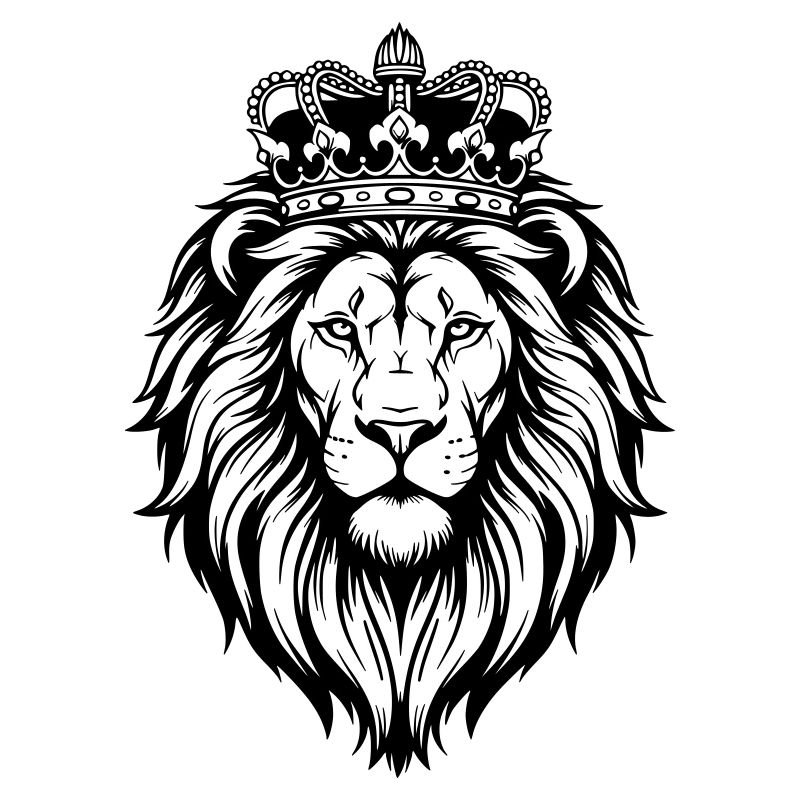 Majestic lion with crown