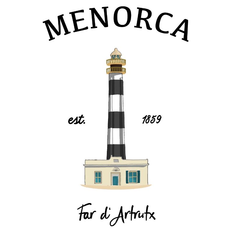 Menorca, lighthouse at Cap d'Artrutx, drawing