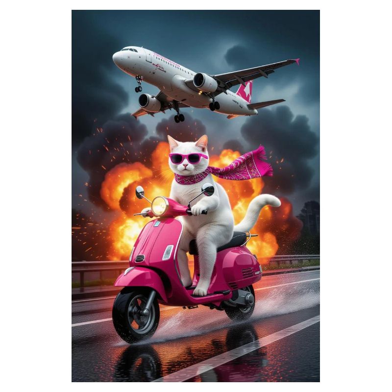 Stylistic Kitten on Scooter