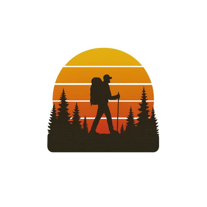 Adventurous hiker sunset