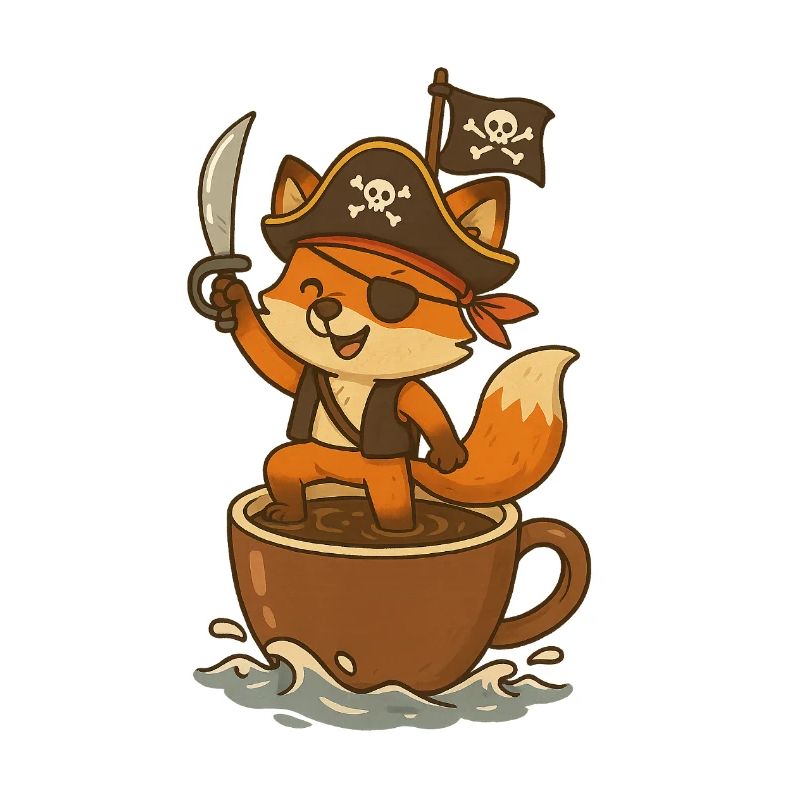 Fox Pirate with Eye Patch and Treasure Flag