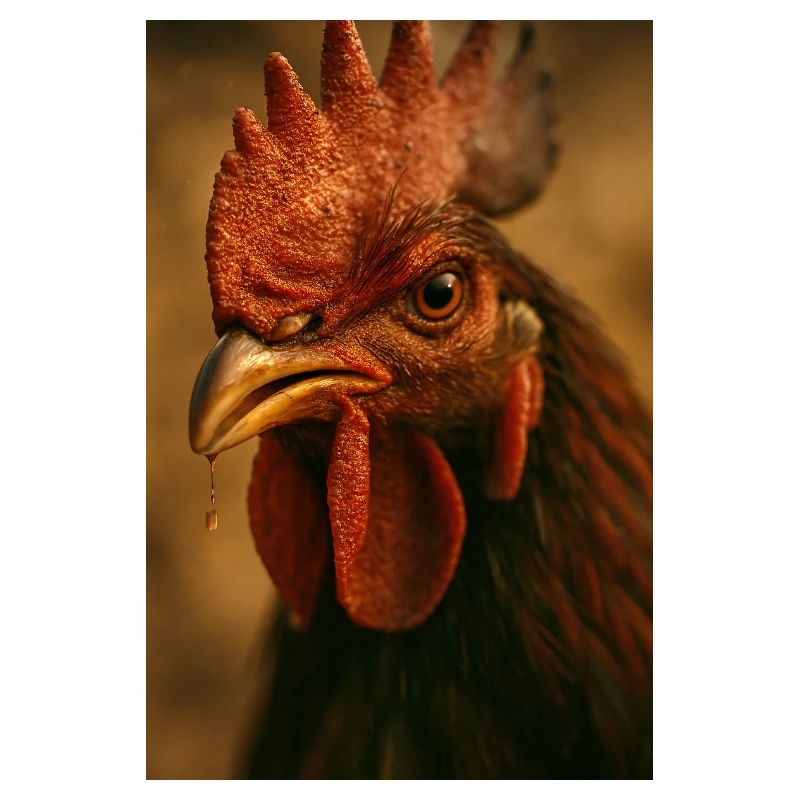 Vue rapprochée du coq avec un rayon