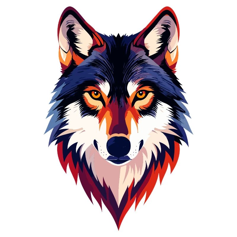 Farbiger Wolfkopf Wolfsblick Wolf Kopf Motiv