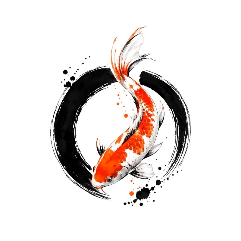 Zen Koi Ink Circle