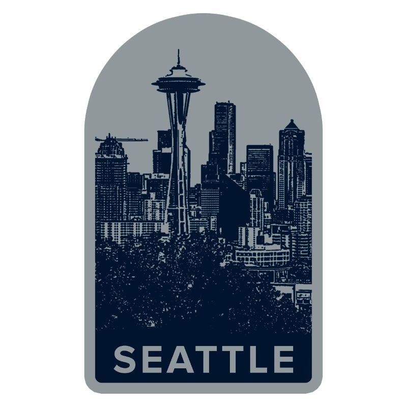 Badge Seattle Skyline : Silhouette Space Needle