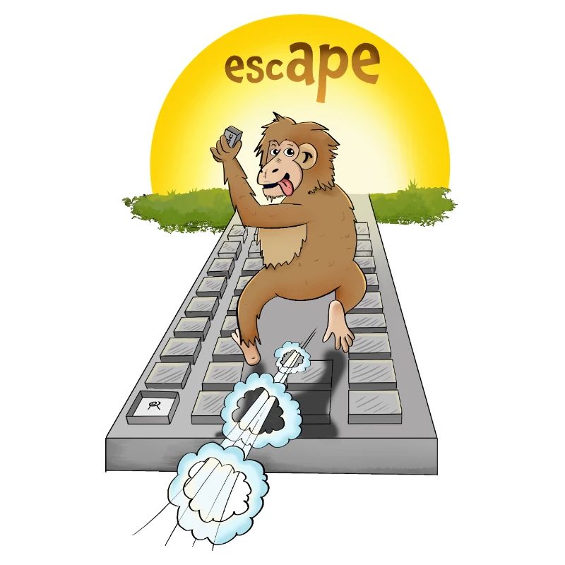 Humorous monkey design with keyboard
