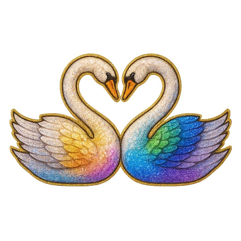 Regenbogenherz Schwanenpaar