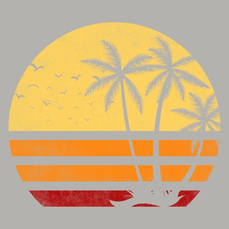 Sunset Retro Palmen