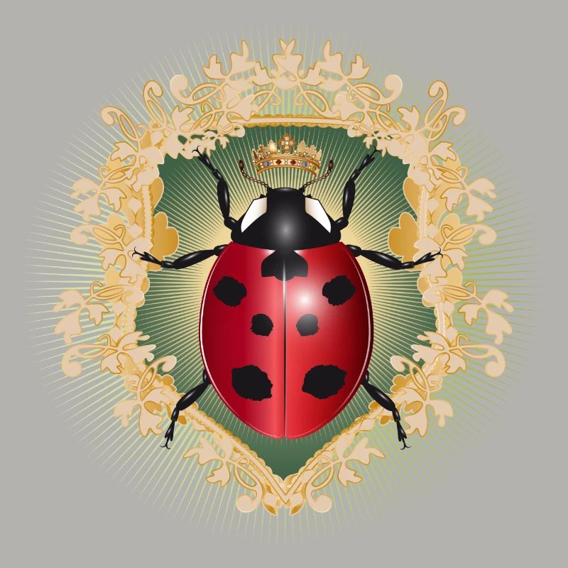 red glowing ladybug with crown in frame