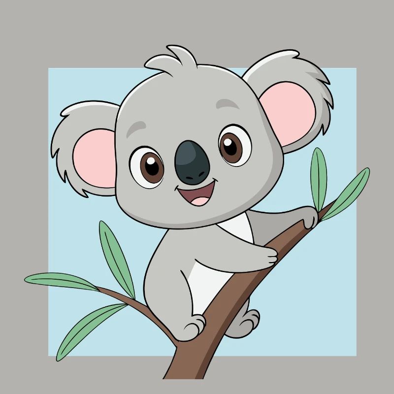 Bébé koala joyeux sur une branche (v02)