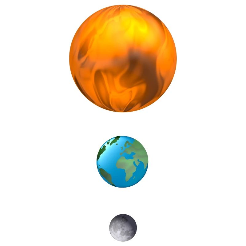 Boule De Feu, Terre, Lune, Soleil