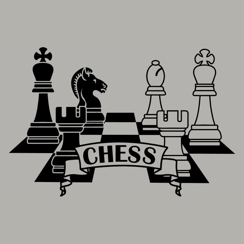 Schachfiguren mit Text CHESS