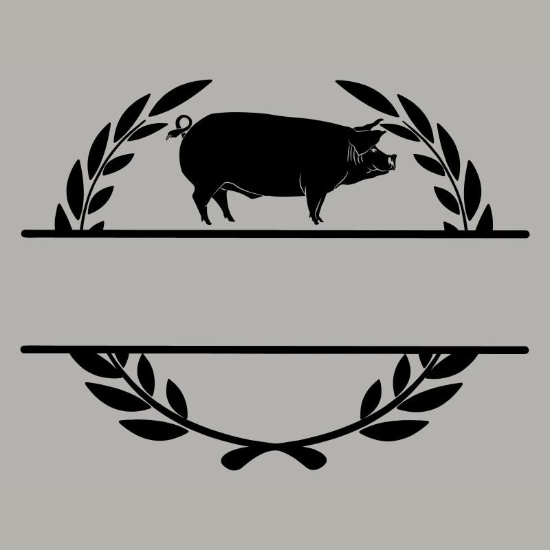 Cochon logo dans une couronne de laurier
